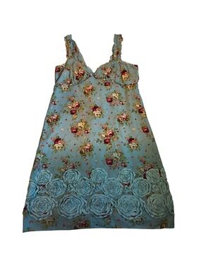 Chelsea & Violet Light Blue Floral Rosette-Hem Midi Dress